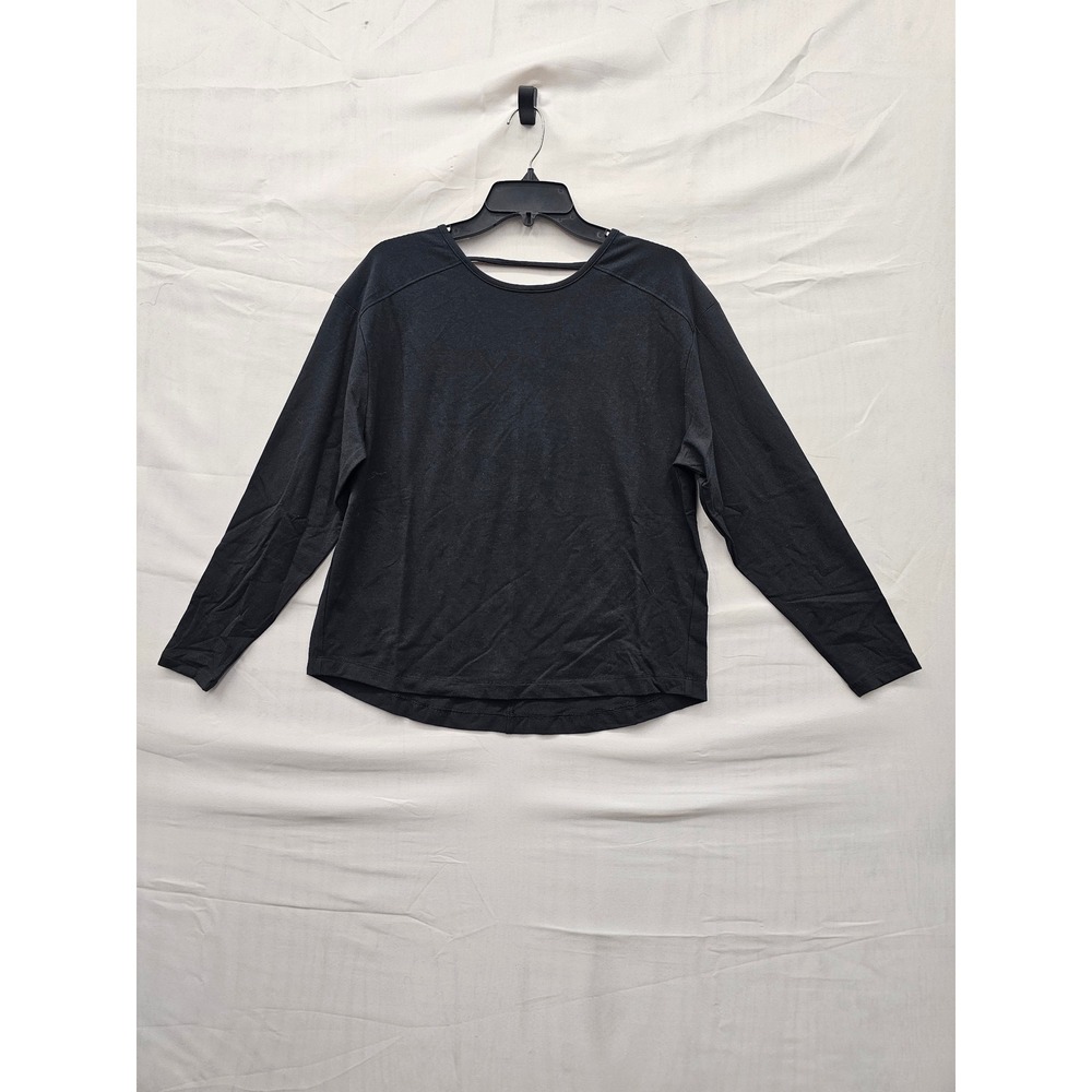 Member's‎ Mark Womens Long Sleeve Active Tee Black Cotton Blend Workout Size XS
